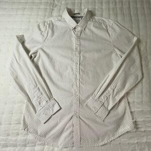 Denim & Flower Ricky Singh Long Sleeve Button Down Shirt Men's L | White Navy